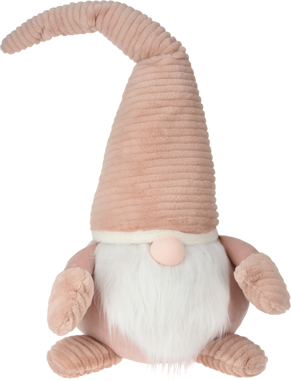 Gnomo tessuto rosa decorativo con cappello lungo e barba bianca 36x110 cm per arredamento - DeMatteis.it