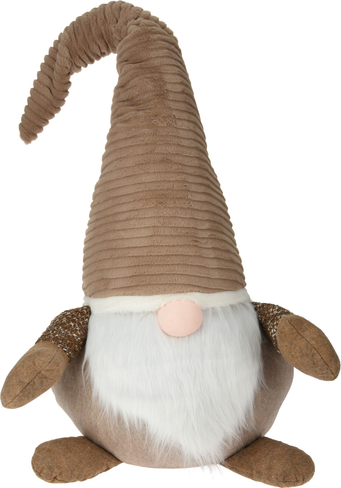 Gnomo decorativo in tessuto marrone dimensioni 36 x 110 cm per arredamento natalizio - DeMatteis.it