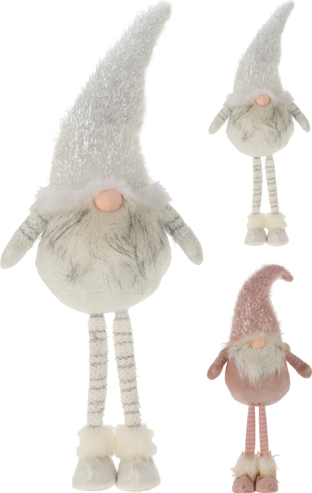 Gnomo decorativo in tessuto 22x17x67 cm per decorazioni natalizie e ornamento casa - DeMatteis.it