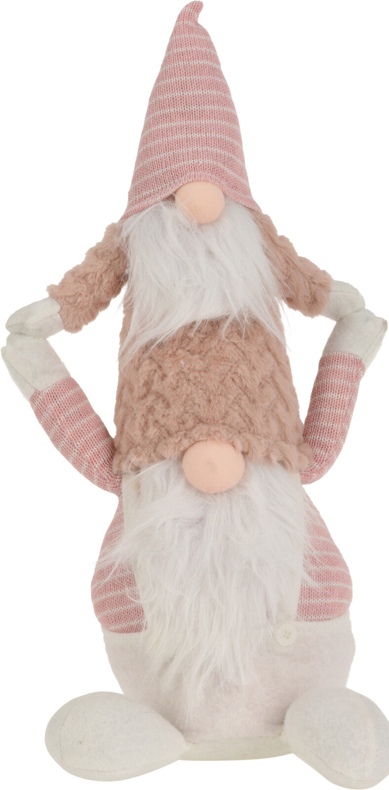 Gnomi tessuto rosa decorativi impilabili 24x22x47 cm per arredamento natalizio - DeMatteis.it
