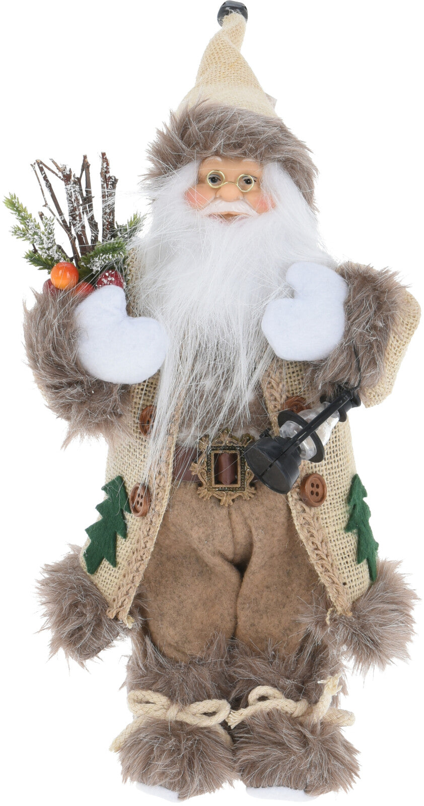 Babbo Natale decorativo con sacco in juta crema da 37 cm per decorazioni natalizie - DeMatteis.it