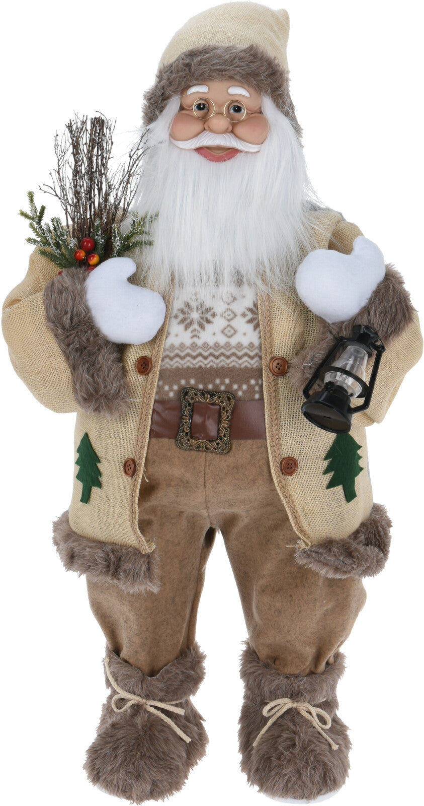 Babbo Natale decorativo crema con sacco di juta 80 cm per addobbi natalizi - DeMatteis.it