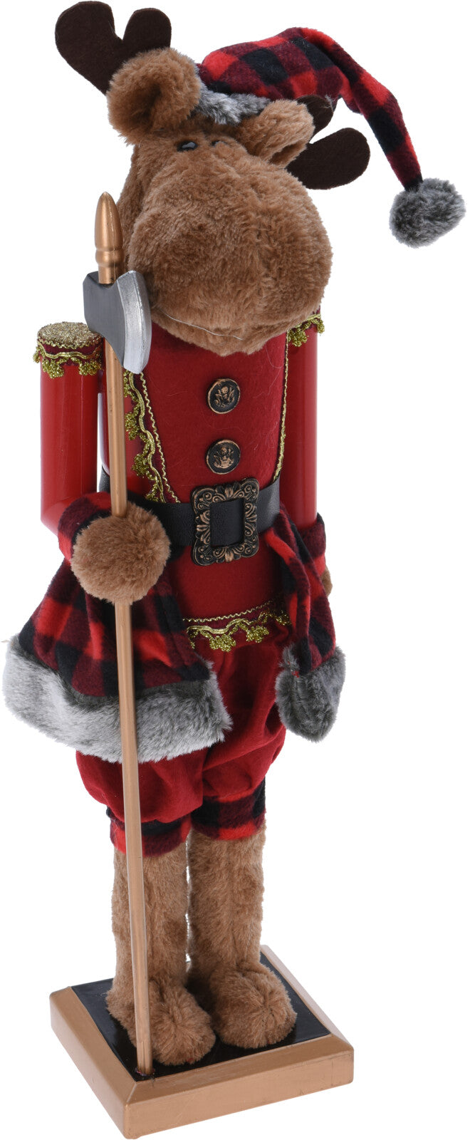 Schiaccianoci Renna decorativo natalizio da 60 cm con uniforme militare e bastone - DeMatteis.it