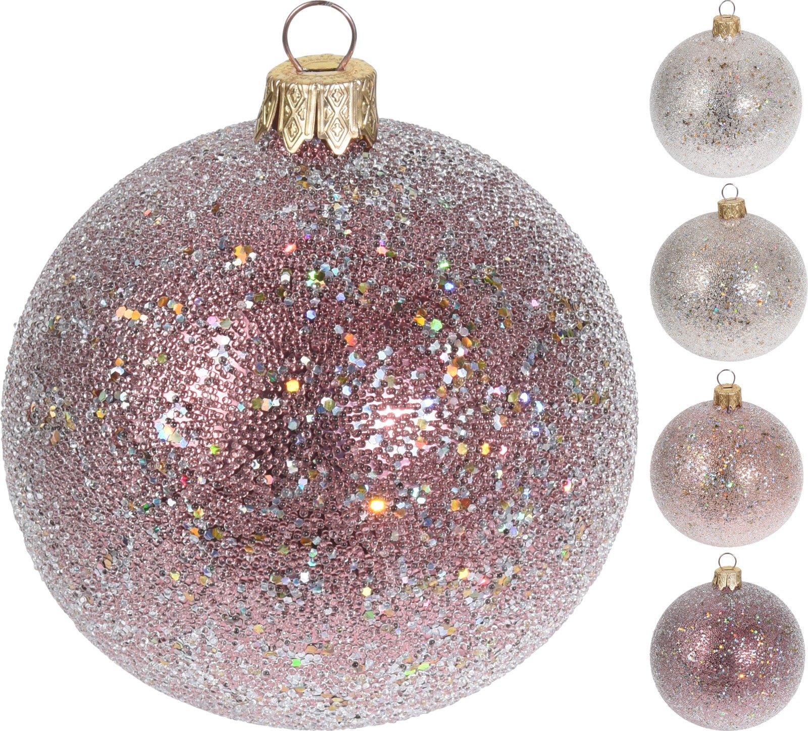 Pallina di Natale decorativa diametro 8 cm con glitter per addobbi natalizi - DeMatteis.it