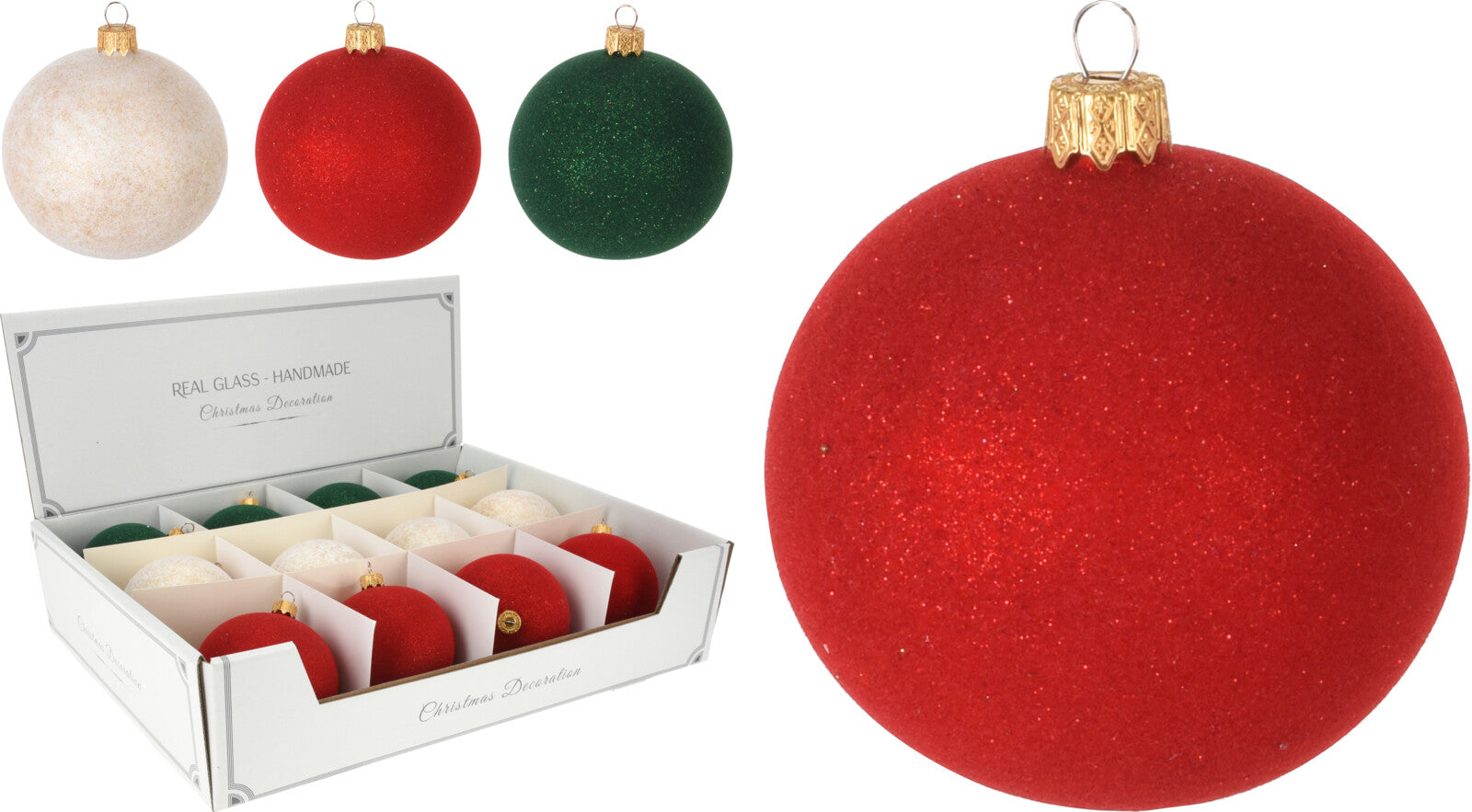 Palla di Natale decorativa diametro 8 cm in vetro soffiato artigianale per addobbi natalizi - DeMatteis.it