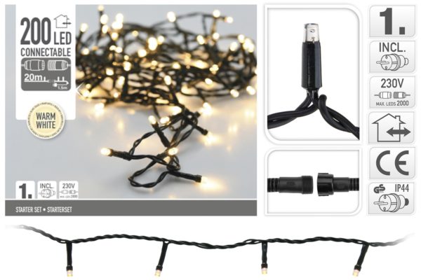 Luminaria Di Natale 200 Led Warm White catena luminosa per decorazioni natalizie con 200 luci led bianco caldo - DeMatteis.it