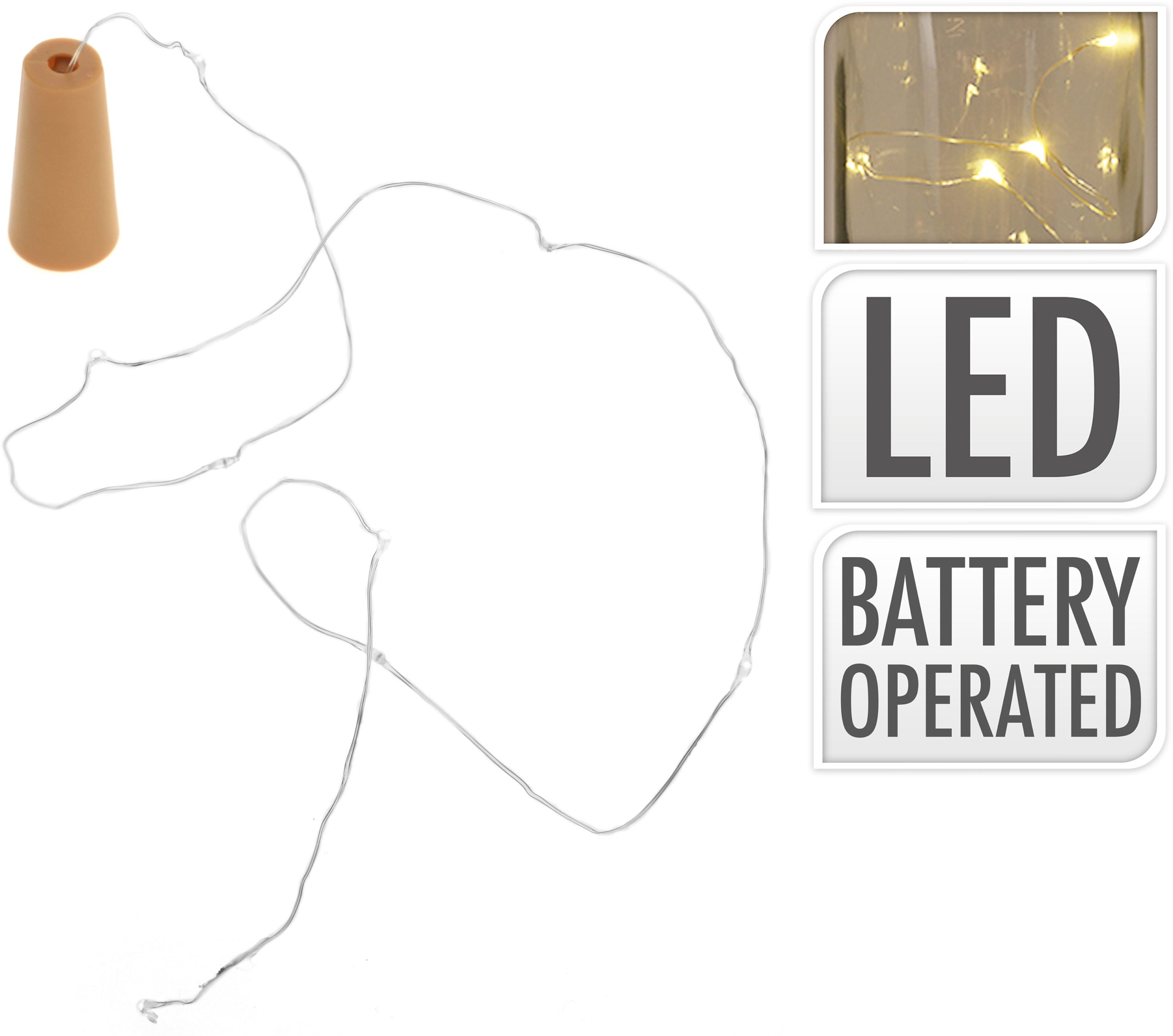 Tappo Led Bottiglia Luce Calda per trasformare bottiglie in lampade decorative con illuminazione a batteria - DeMatteis.it