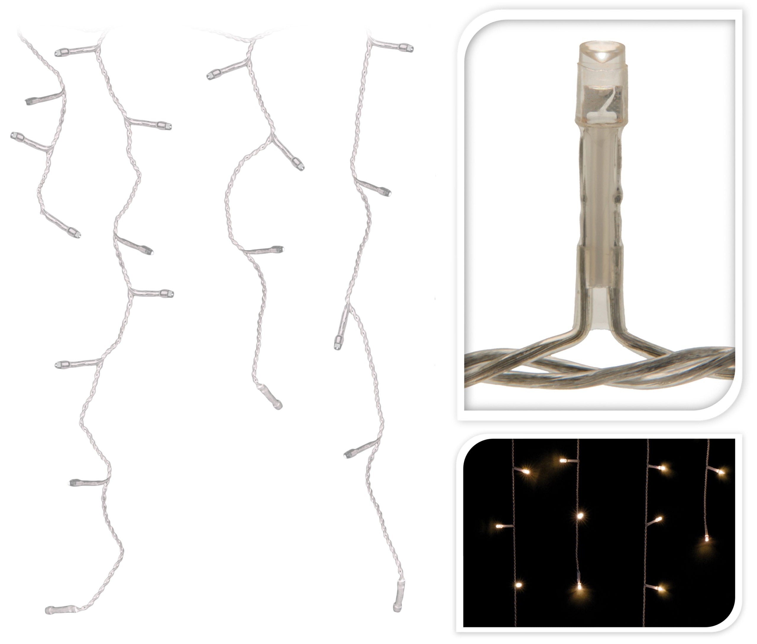 Tenda Luminosa Led Bianco Caldo per illuminazione decorativa di sottotetti e balconi con luci a filo pendenti - DeMatteis.it