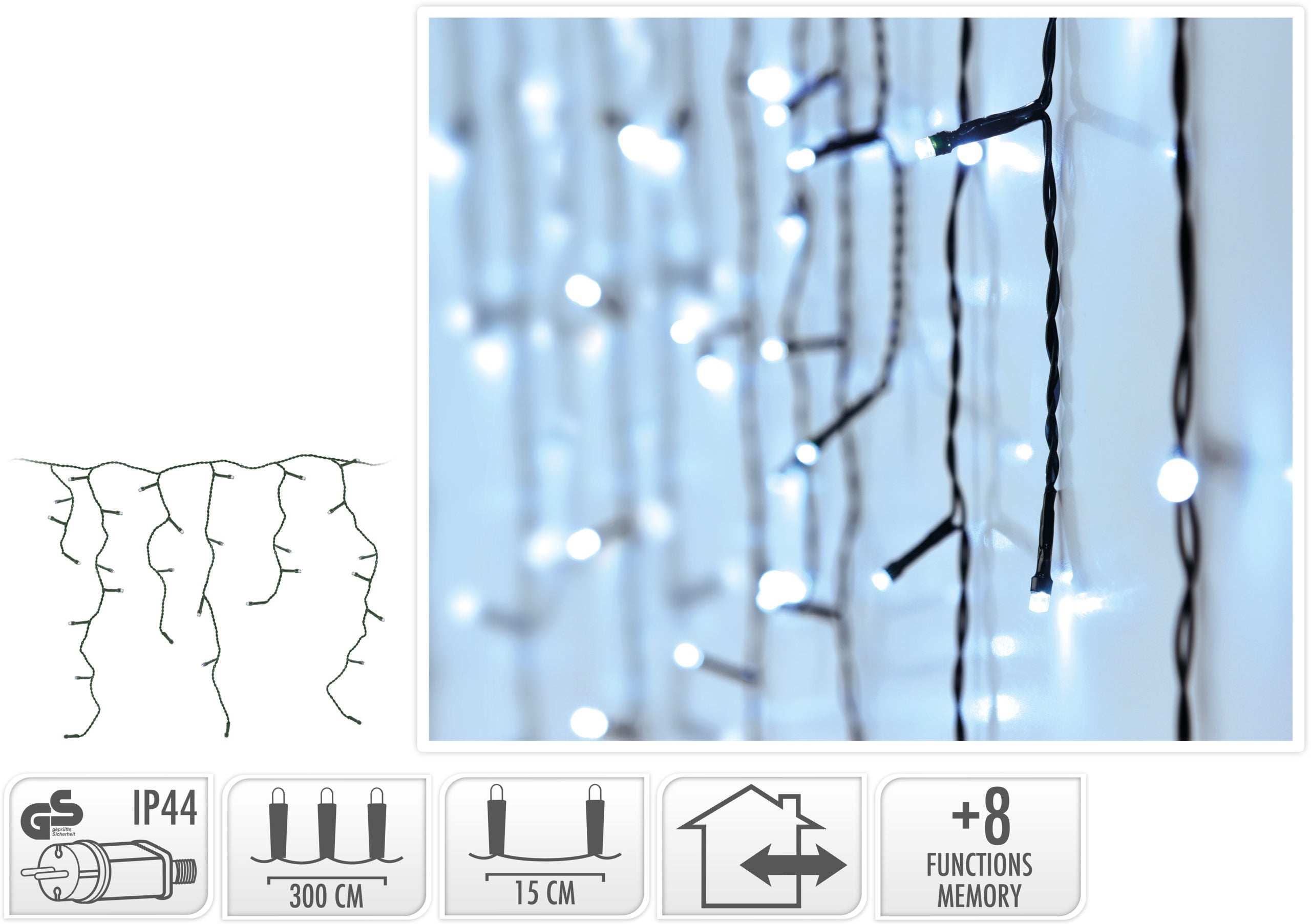 Tenda Luminosa 360 Led Bianco Freddo per illuminazione decorativa sottotetto e balcone - DeMatteis.it