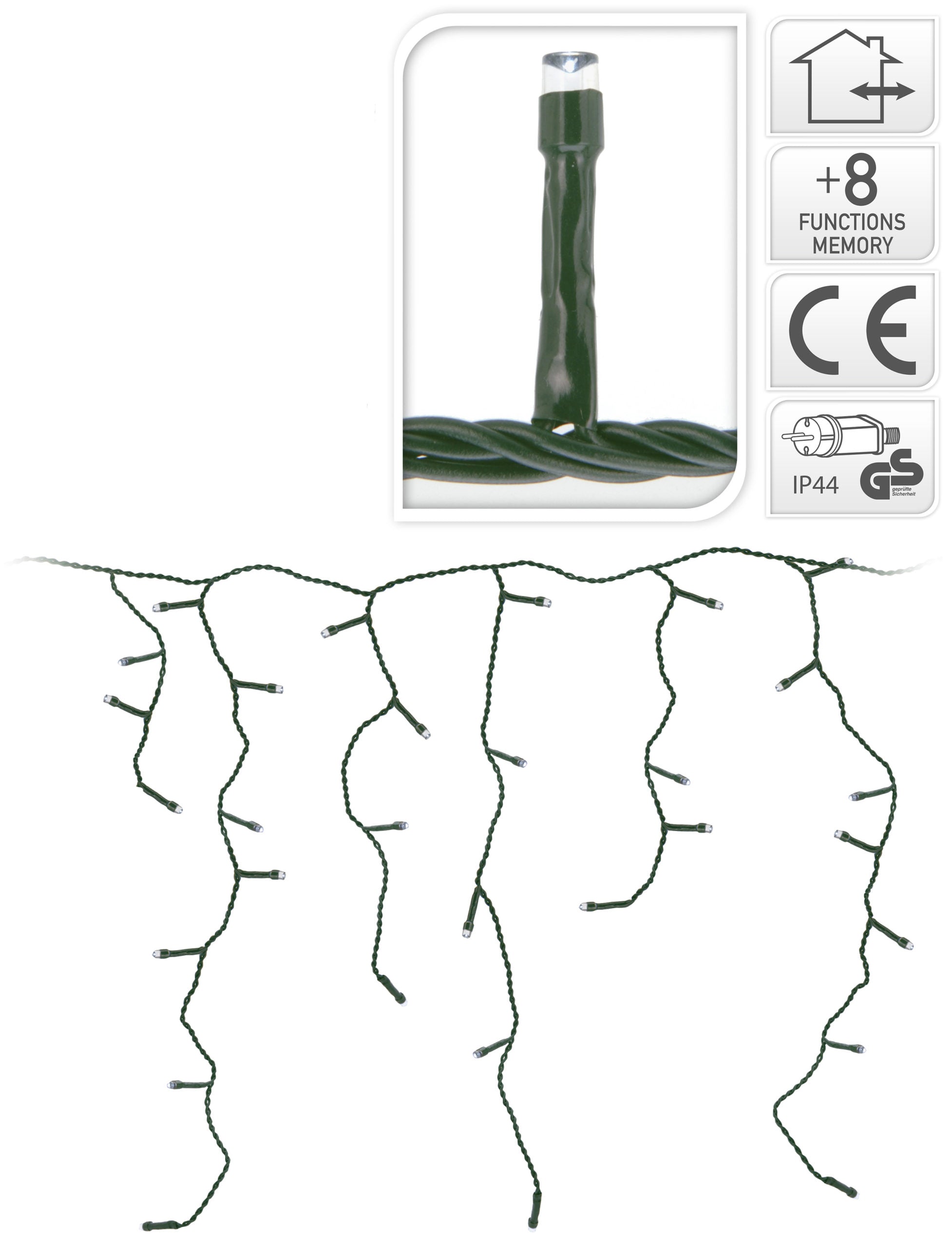 Tenda Luminosa 180 Led Multicolor per illuminazione decorativa esterni con 8 funzioni memoria e certificazione IP44 - DeMatteis.it