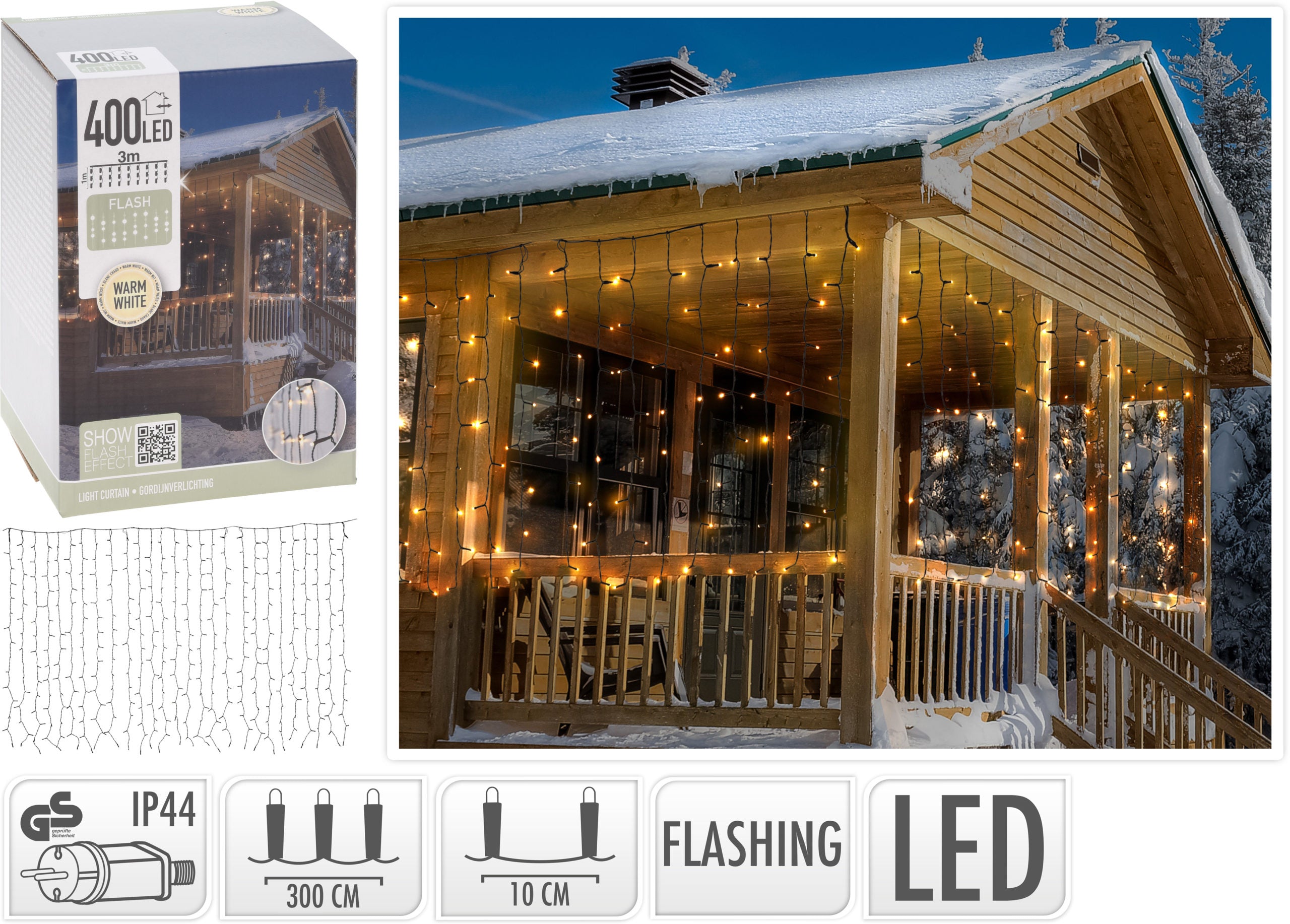 Tenda Luminosa Led Total Flash per decorazione illuminazione esterna sottotetti e balconi con effetto flashing - DeMatteis.it