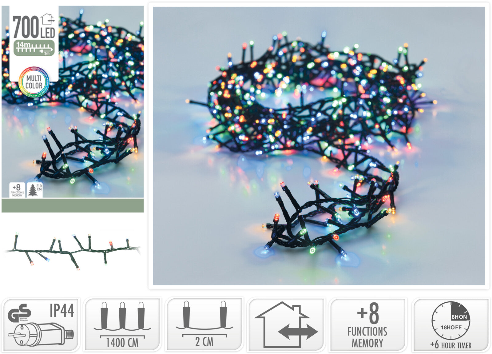 Luci Di Natale Colorate 700 Led per decorazioni natalizie interne ed esterne con funzioni memoria - DeMatteis.it