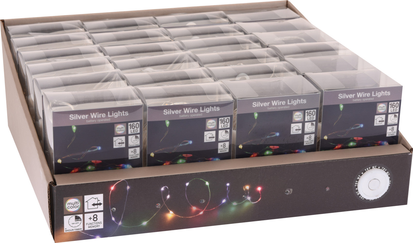 Filo 160 microled multicolor con gioco di luci Silver Wire Lights per illuminazione decorativa con 8 funzioni di memoria - DeMatteis.it