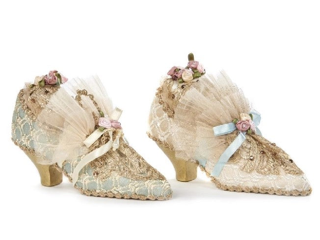 Scarpette decorative barocco stile rococò con decorazioni floreali altezza 16 cm per arredamento - DeMatteis.it