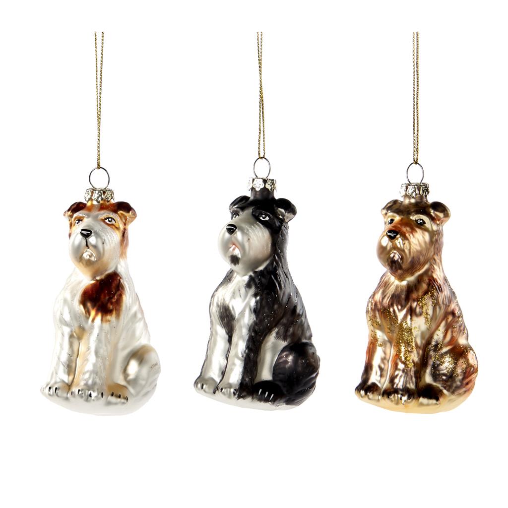 Pendente Cane Vetro 9 cm ornamento natalizio decorativo in vetro soffiato con gancio - DeMatteis.it