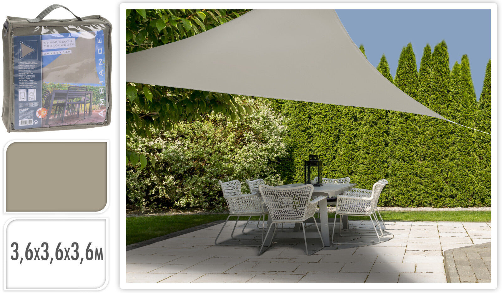 Telo Per Ombra 3,6X3,6X3,6 Mt Sabbia