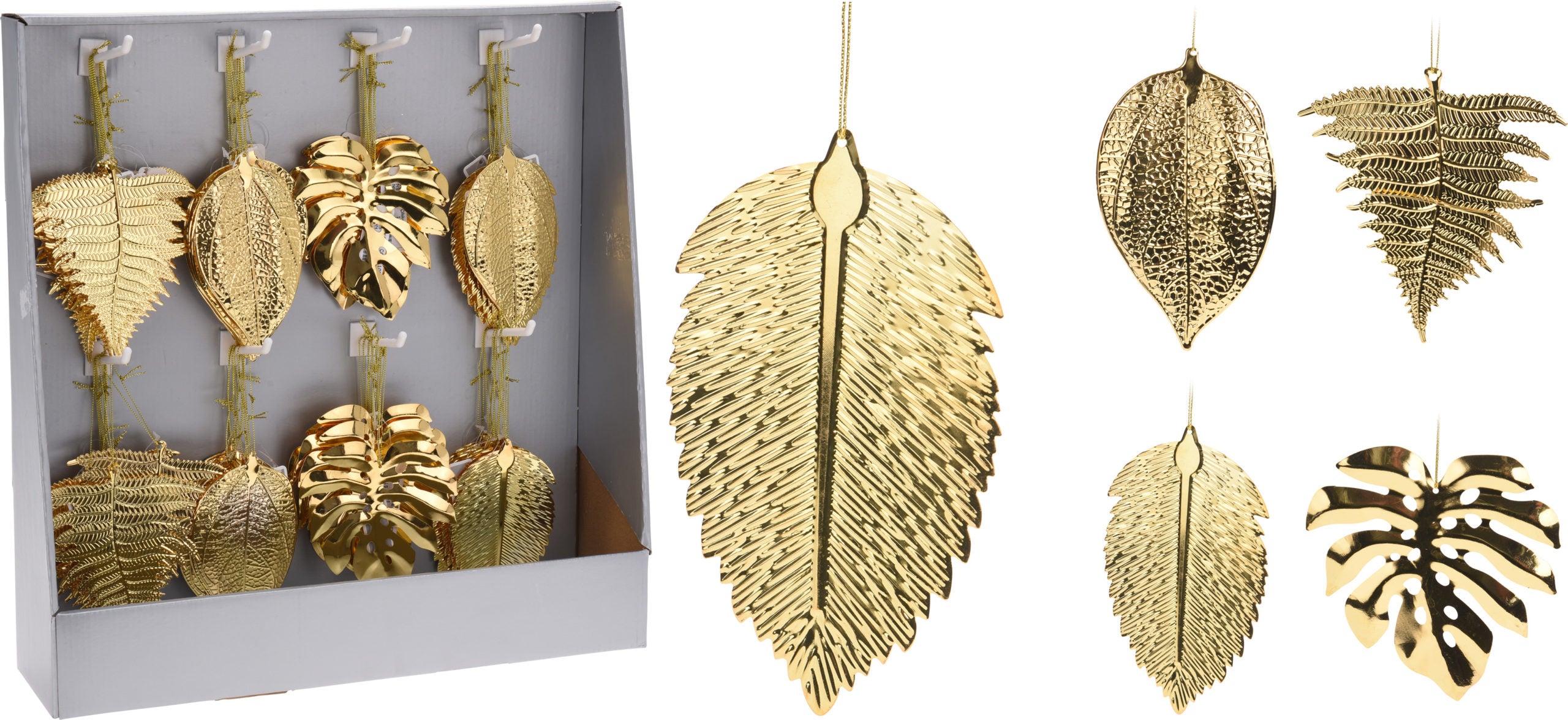 Pendente decorativo a forma di foglia oro da 13 cm per addobbi natalizi - DeMatteis.it