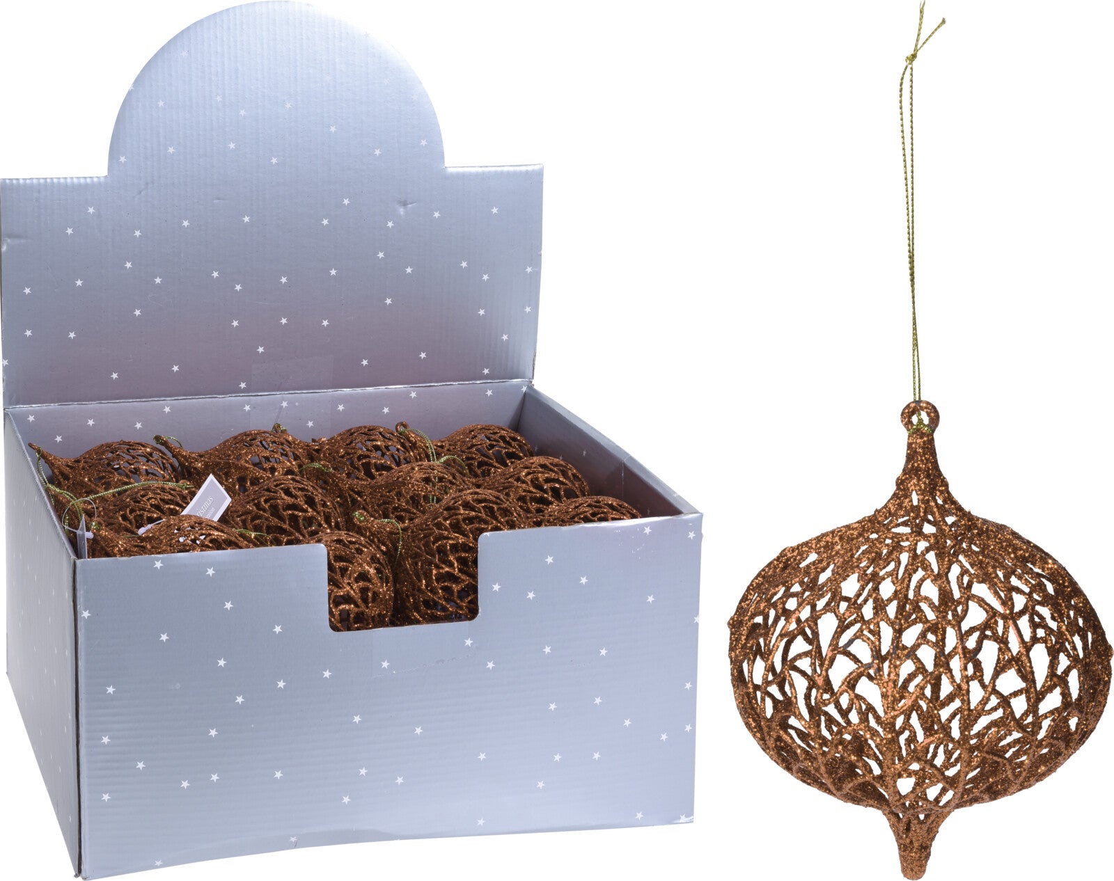 Sfera Cipolla Oro decorazione natalizia con intreccio traforato 9 x 13 cm per albero di Natale - DeMatteis.it