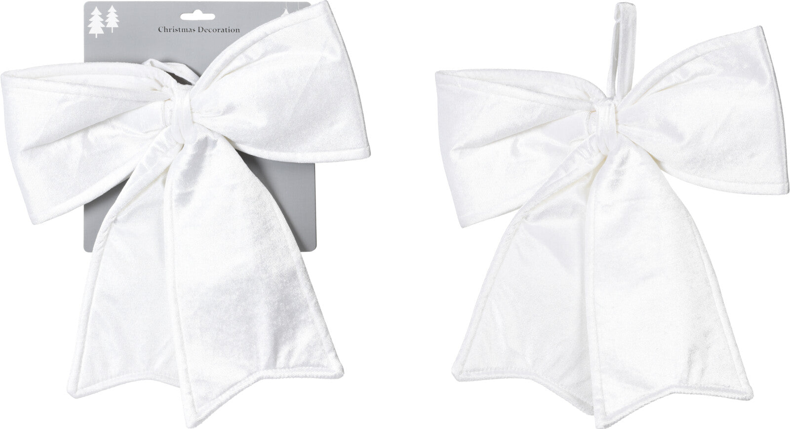 Fiocco decorativo natalizio in velluto bianco 30x34 cm per addobbi e decorazioni natalizie - DeMatteis.it