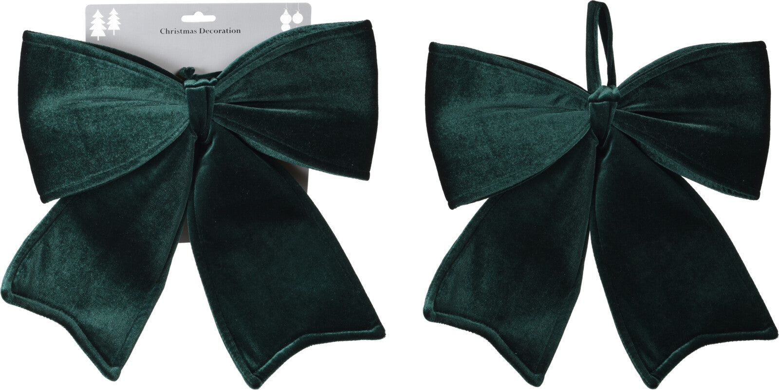 Fiocco decorativo natalizio in velluto verde 30 x 34 cm per addobbi e decorazioni natalizie - DeMatteis.it