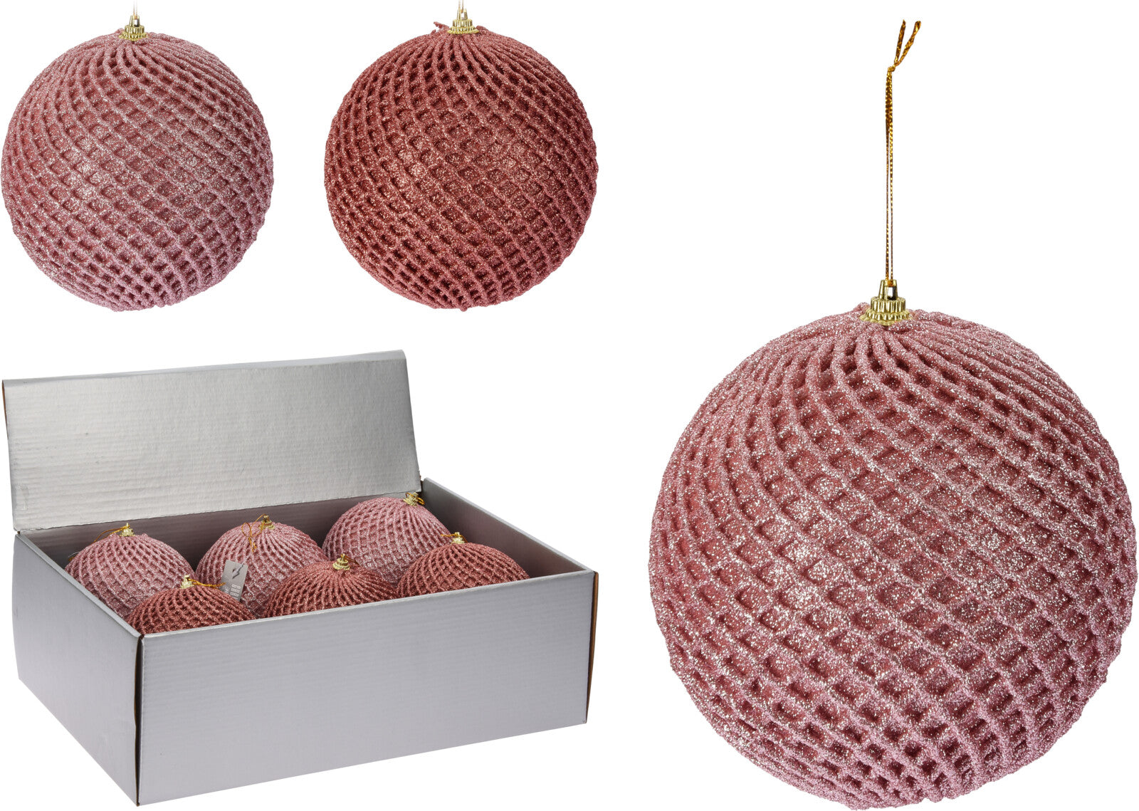 Pallina di Natale con glitter rosa da 12 cm per decorazioni natalizie - DeMatteis.it