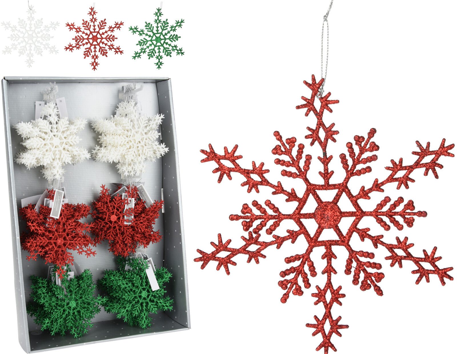 Fiocco Di Neve decorativo 15 cm per addobbi natalizi con cordino per appendere - DeMatteis.it