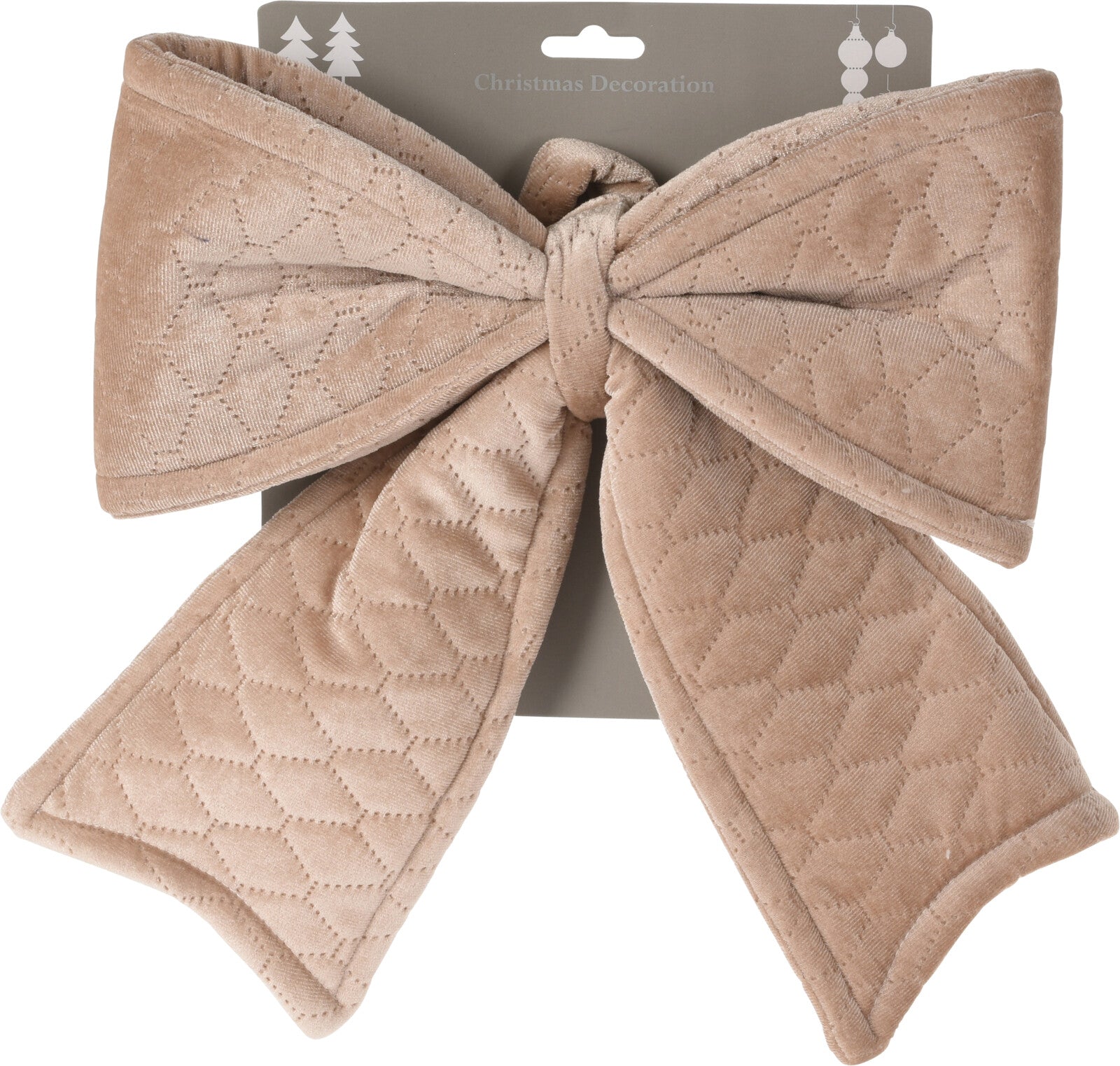 Fiocco Velluto Beige 30 cm decorazione natalizia in tessuto trapuntato per albero e addobbi - DeMatteis.it