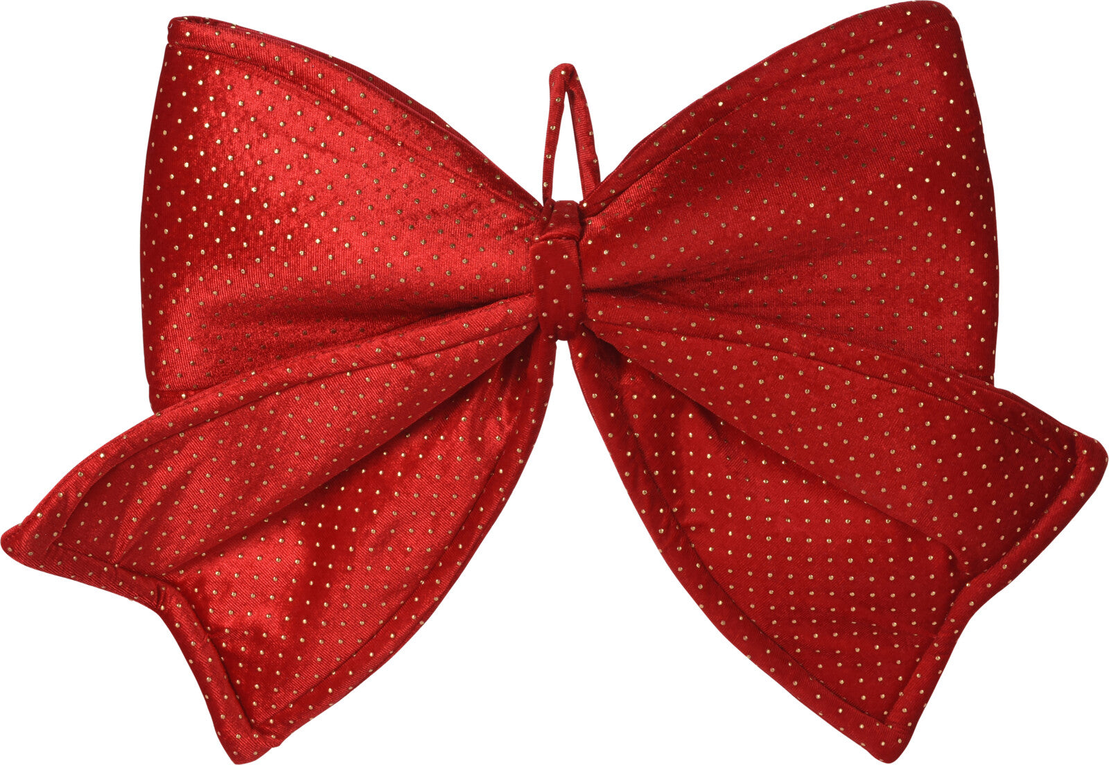 Fiocco decorativo natalizio in velluto con puntini dorati da 42 cm per addobbi e confezioni regalo - DeMatteis.it