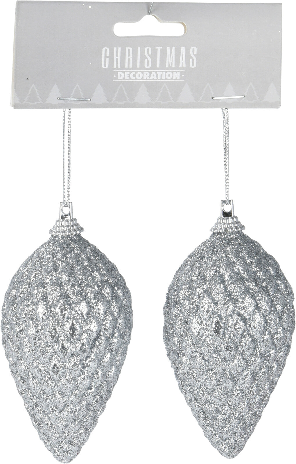 Set 2 Pigne Glitter Silver decorazioni natalizie diametro 9 cm per addobbi natalizi - DeMatteis.it