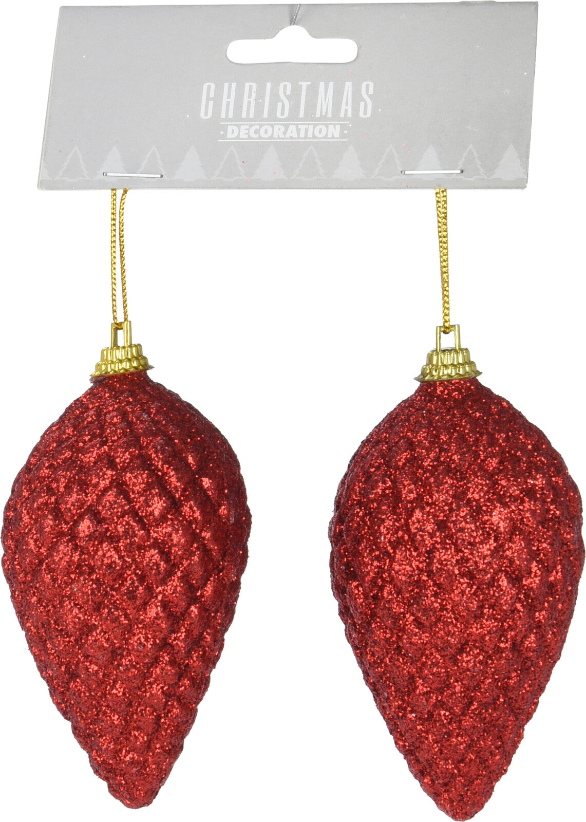 Set 2 pigne decorative natalizie con glitter rosse diametro 9 cm per addobbi natalizi - DeMatteis.it