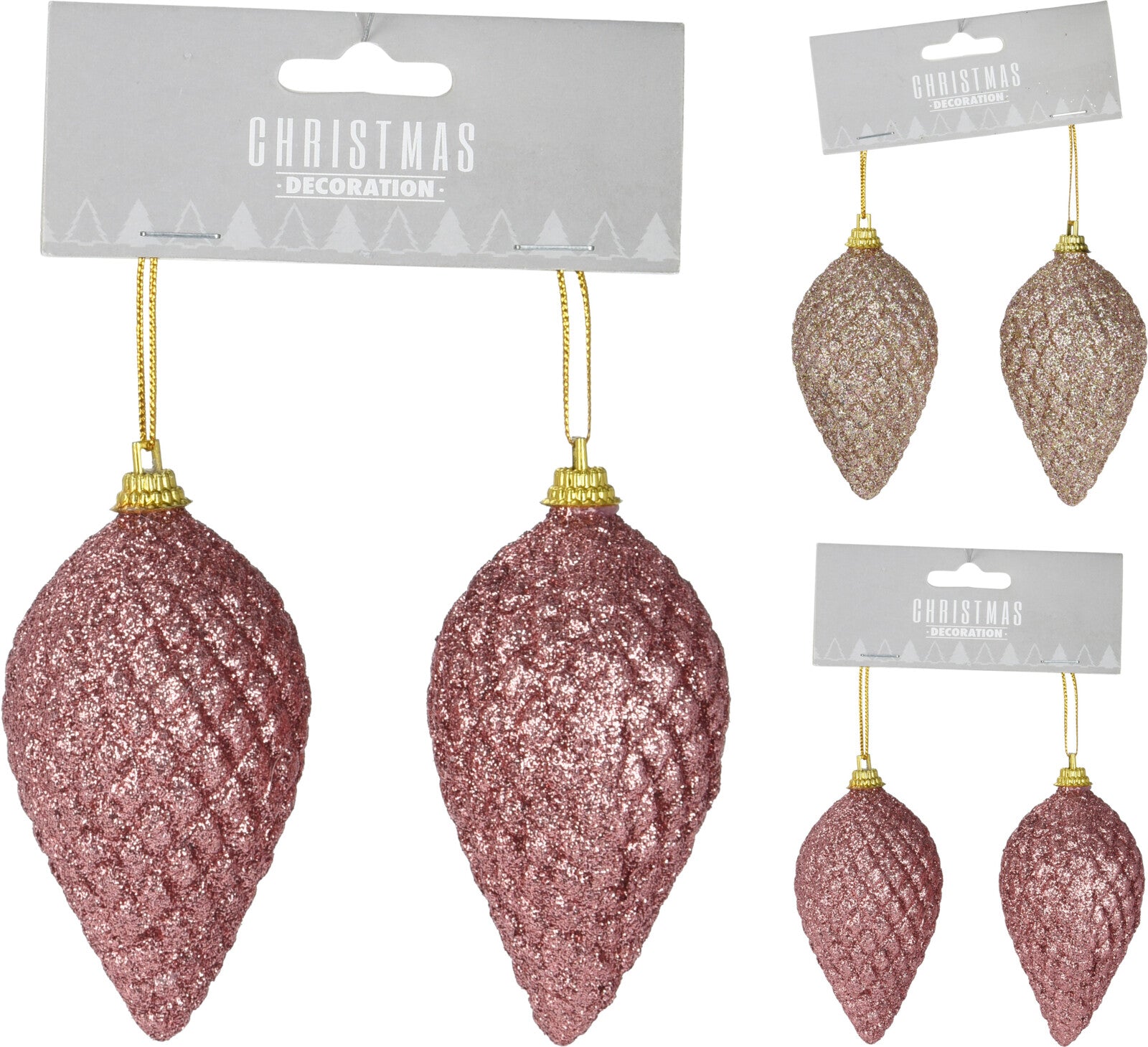 Set 2 Pigne Glitter Rosa decorazioni natalizie diametro 9 cm per albero di Natale - DeMatteis.it