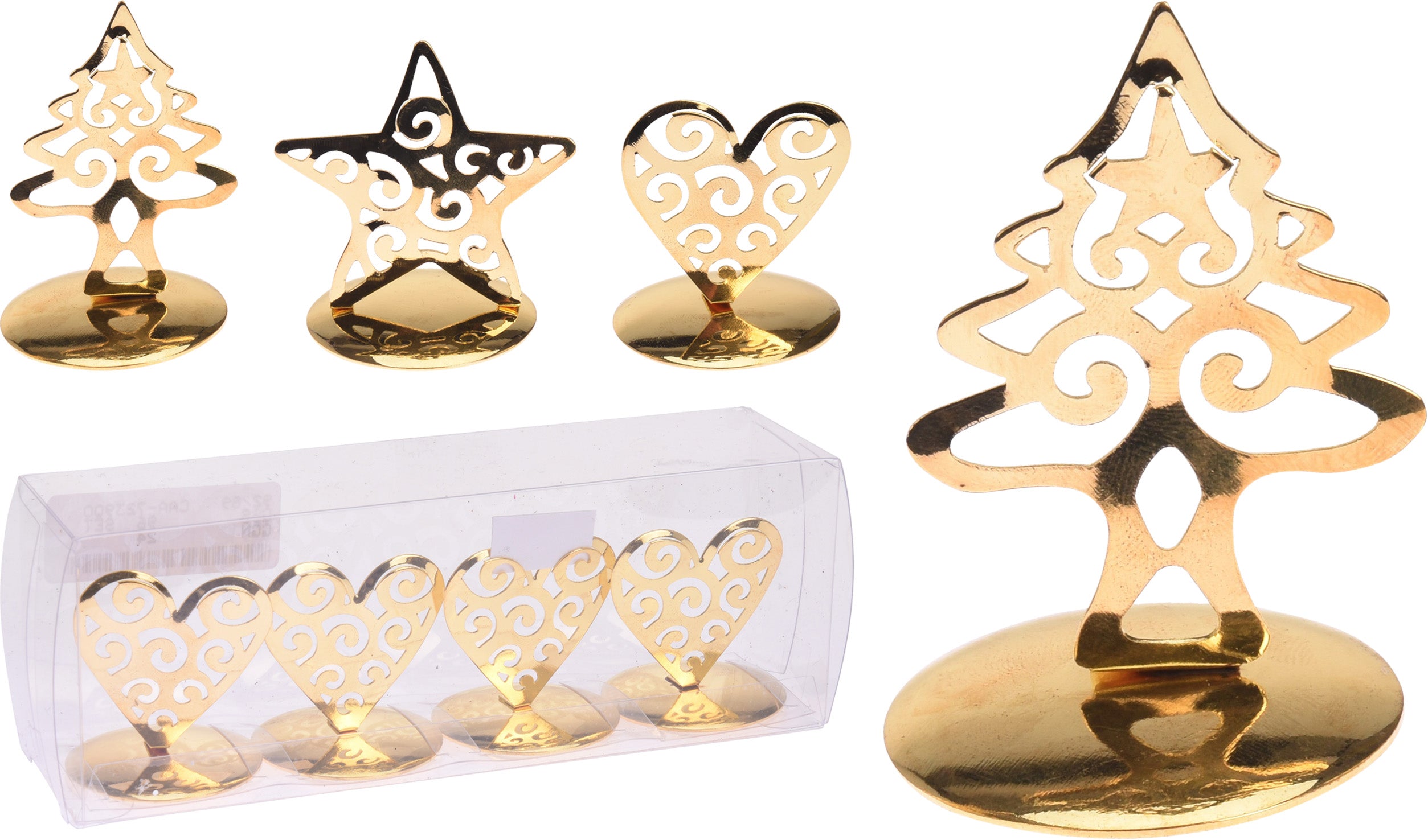 Set 4 Segnaposto Oro Natale decorativi con forme natalizie per tavola delle feste - DeMatteis.it