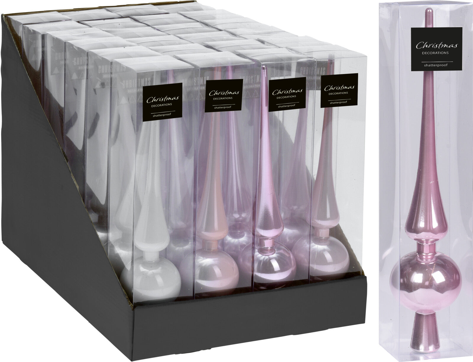 Puntale Albero Rosa da 27 cm decorazione natalizia Christmas Decorations shatterproof - DeMatteis.it