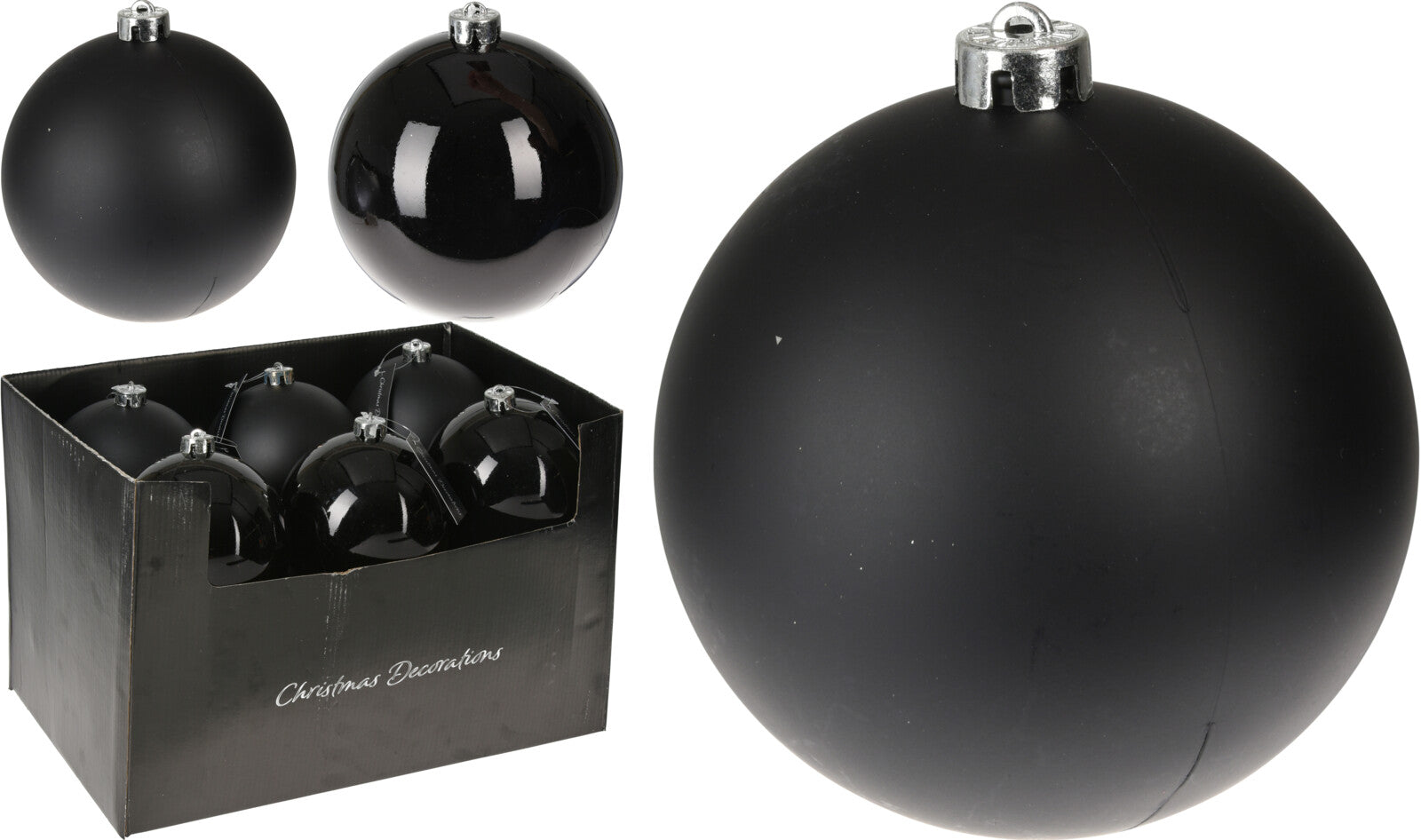 Palla di Natale nera da 14 cm per decorazioni natalizie con gancio in metallo - DeMatteis.it