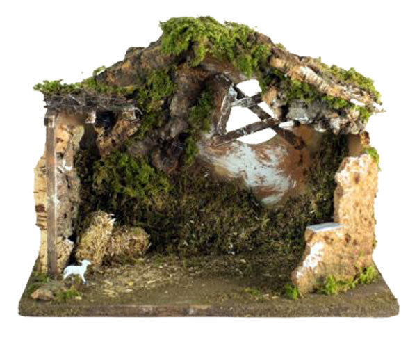 Capanna per Presepe artigianale italiana con ambientazione naturalistica per allestimento presepi tradizionali - DeMatteis.it