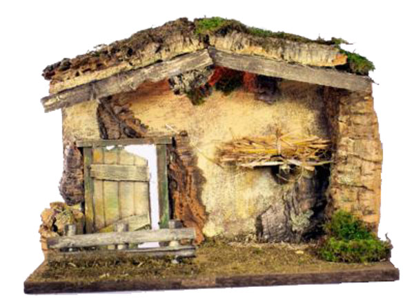 Capanna Presepe Con Fieno ambientazione natalizia artigianale italiana per presepe tradizionale - DeMatteis.it
