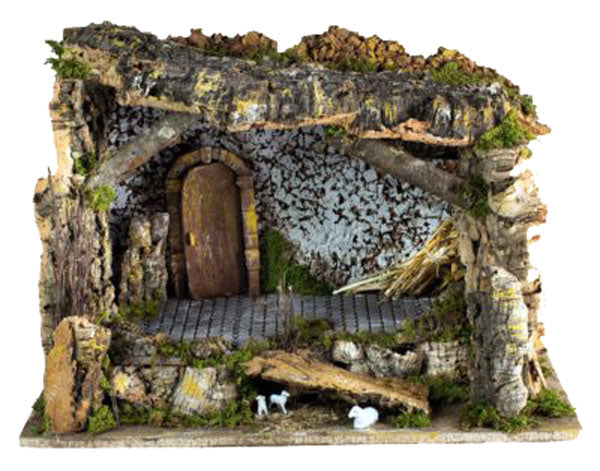 Capanna Presepe Con Rampa ambientazione natalizia artigianale italiana per allestimento presepe tradizionale - DeMatteis.it