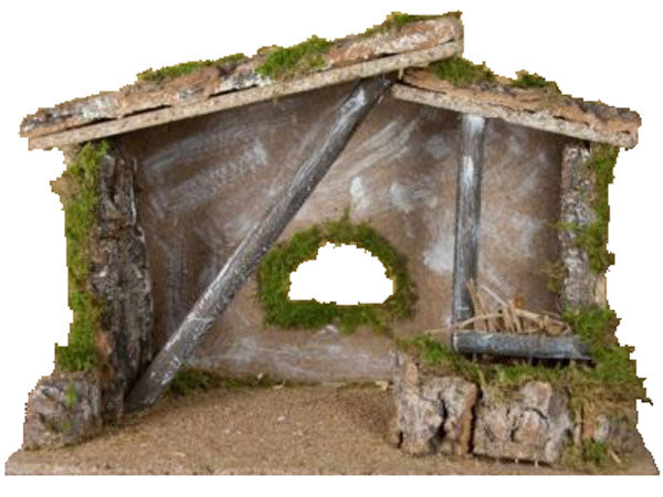 Capanna Presepe Innevata per scenografia natalizia artigianale italiana Rossi Rosa - DeMatteis.it