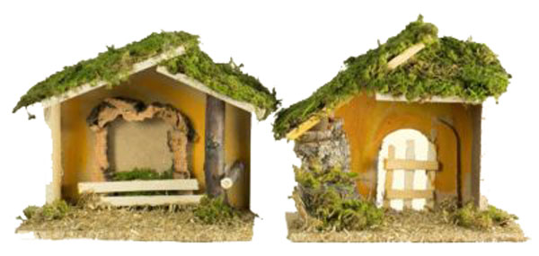 Capanna Presepe artigianale italiana Rossi Rosa per ambientazioni natalizie tradizionali - DeMatteis.it