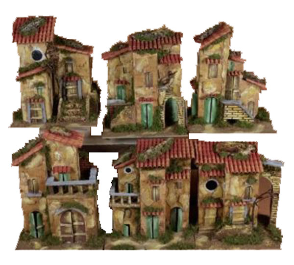 Case Presepe artigianali Rossi Rosa per ambientazioni natalizie tradizionali italiane - DeMatteis.it