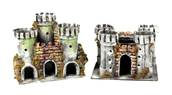 Castello Presepe per ambientazione natalizia artigianale italiana Rossi Rosa - DeMatteis.it