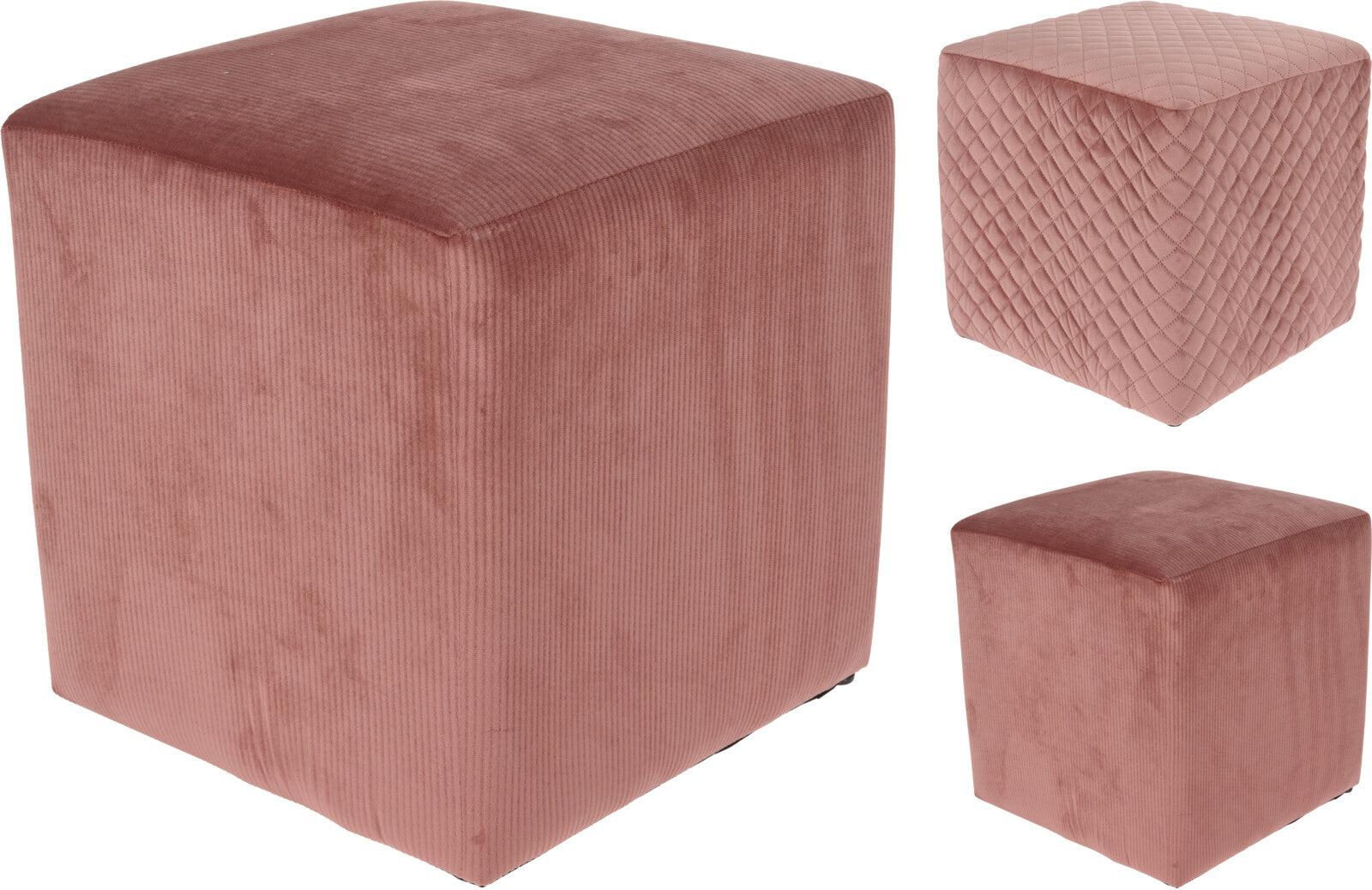 Pouf In Velluto Rosa 32X24 Cm