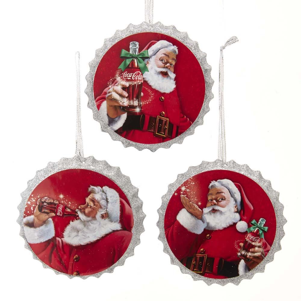 Pendente Tappo Coca Cola Con Babbo decorazione natalizia per addobbi natalizi con soggetto Babbo Natale - DeMatteis.it