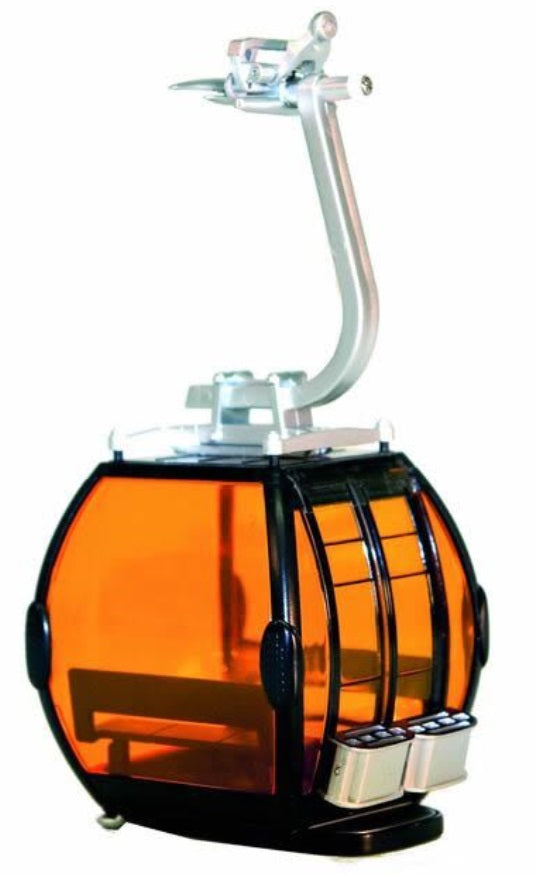 Cabina Omega IV Arancione NeroJagerndorfer in scala 1:32 con finestrature panoramiche e sistema di aggancio per villaggio invernale da collezione. | Dematteis.it