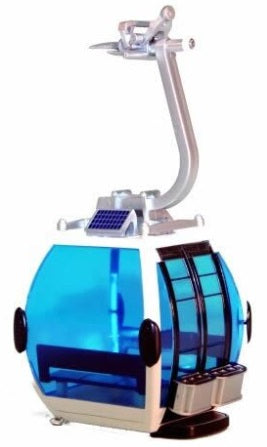 Cabina Omega IV Blu Bianco Jagerndorfer in scala 1:32 con finestrature panoramiche e sistema di aggancio per villaggio invernale da collezione. | Dematteis.it