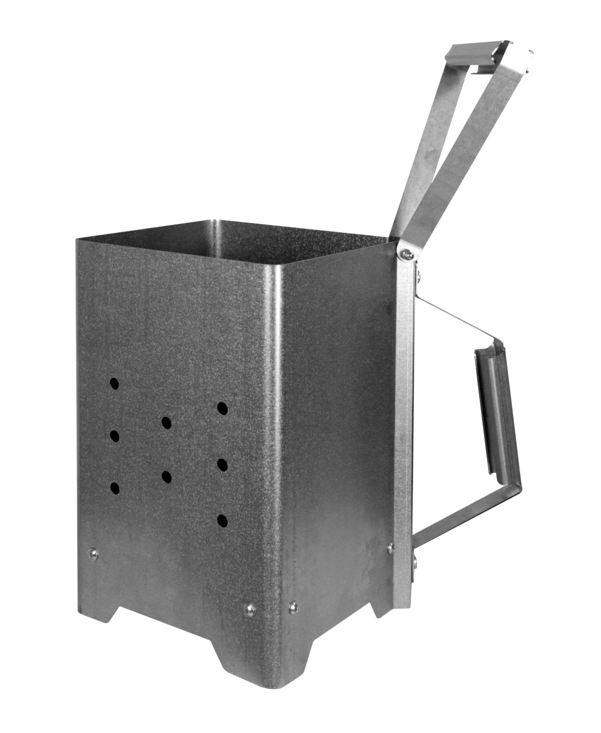 Caminetto Accendi Carbone Nerone Lisa in ferro alluminato con pareti forate e doppia impugnatura alta per accensione rapida brace barbecue | Dematteis.it