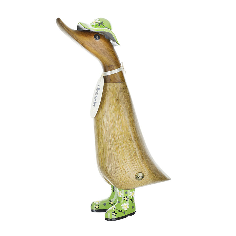 Anatra Legno Duck Company Verde Decoro Floreale