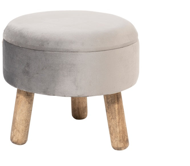 Sgabello Contenitore Velluto Grigio