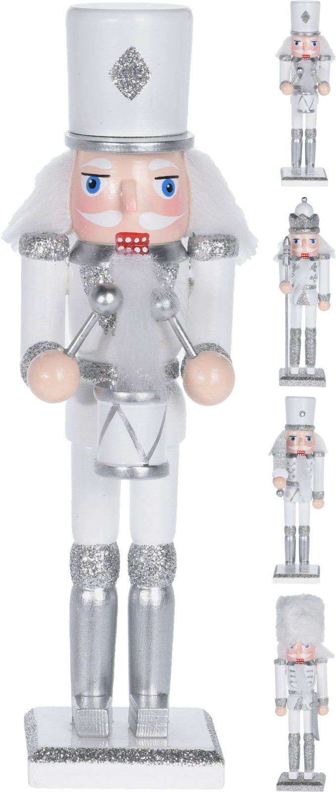 Schiaccianoci decorativo in legno e argento da 18 cm per noci e frutta secca - DeMatteis.it