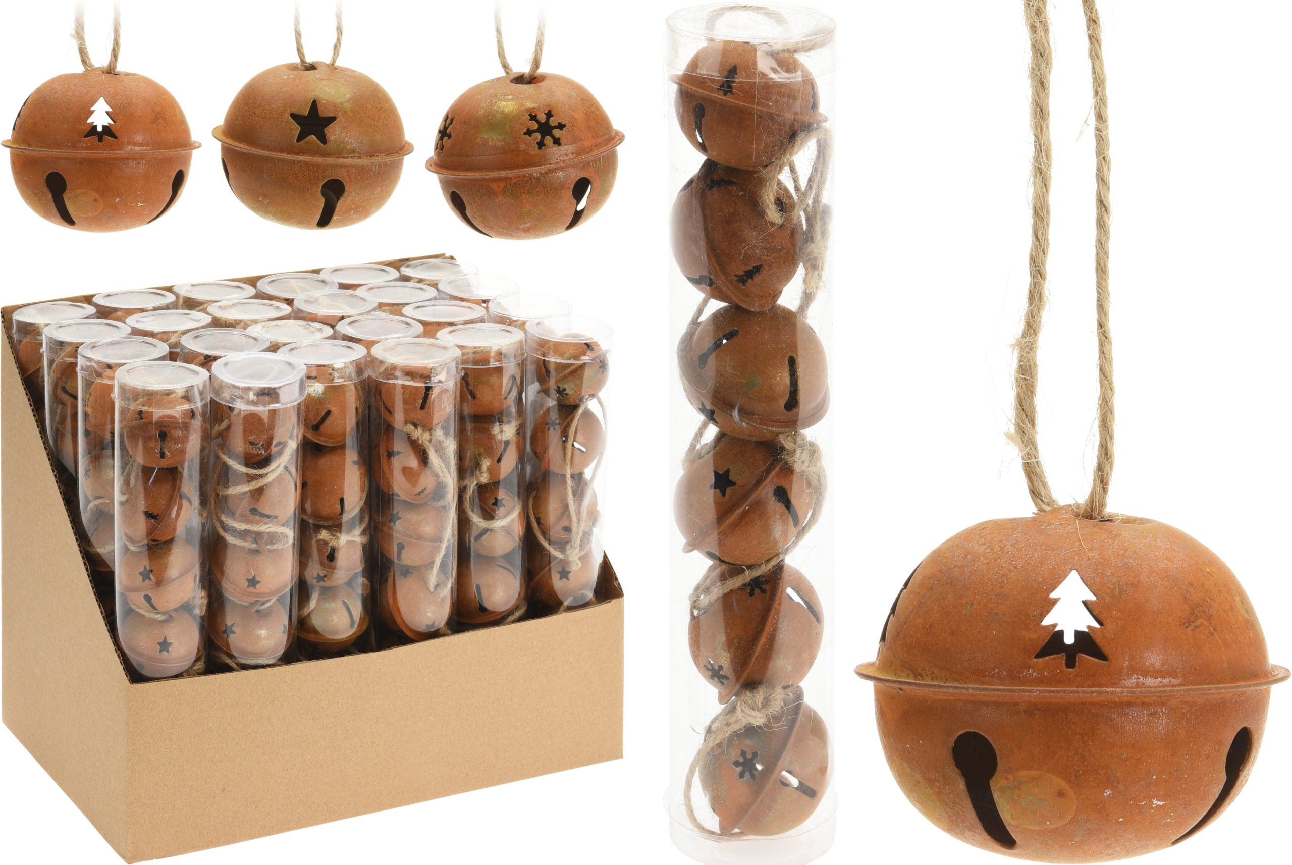 Set 6 Campanelli 4 cm Metallo Antico decorativi con decorazioni natalizie per addobbi festivi - DeMatteis.it